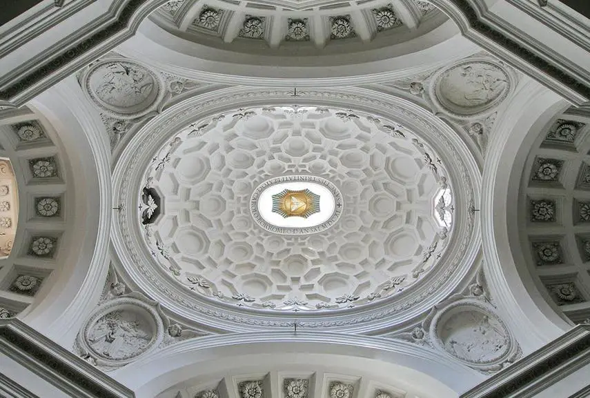Iglesia de San Carlo alle Quattro Fontane por Francesco Borromini, 1646; la característica cúpula ovalada - historia de la arquitectura