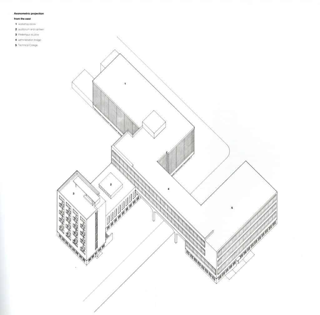 Edificio de la Bauhaus axonometrica