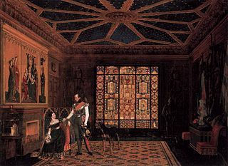 Interior gótico en un palacio prusiano del siglo XIX.