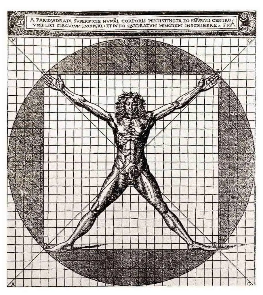 Hombre de Vitruvio Vitruvio Edición ilustrada de Cesare Cesariano 1521.