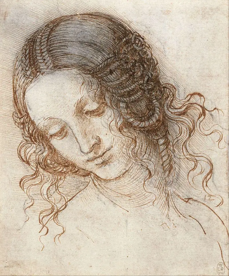 Cabeza de Leda por Leonardo (c.1505).