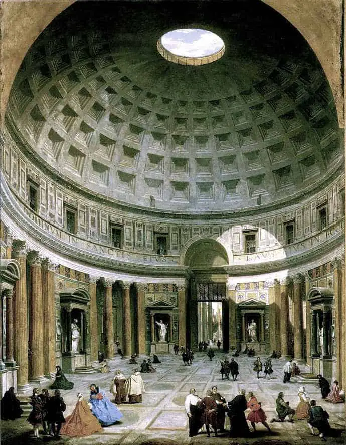 Una pintura del siglo XVIII de la cúpula del Panteón.