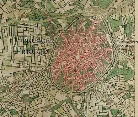 Bruges mapa de 1775