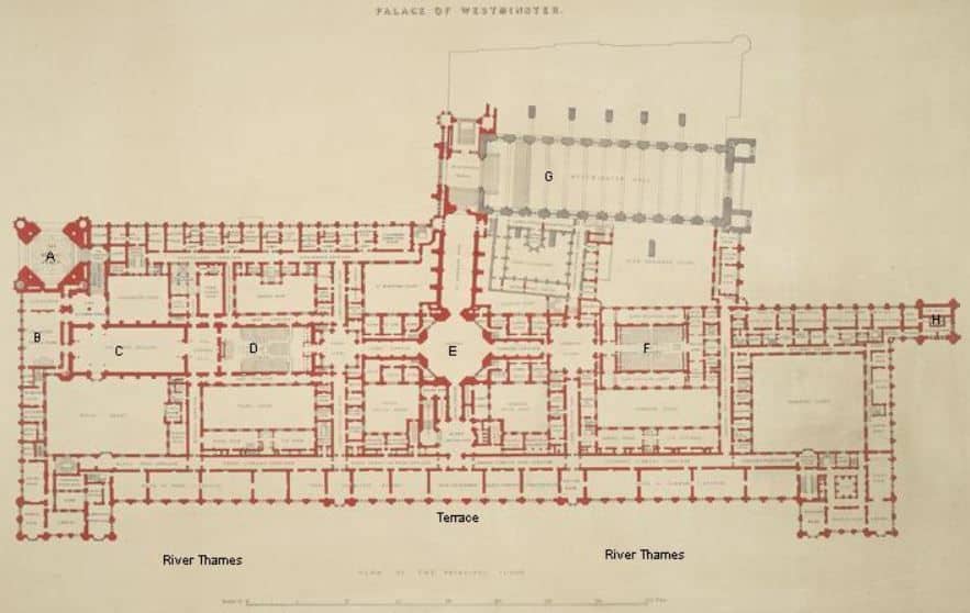 El plano del palacio de Westminster