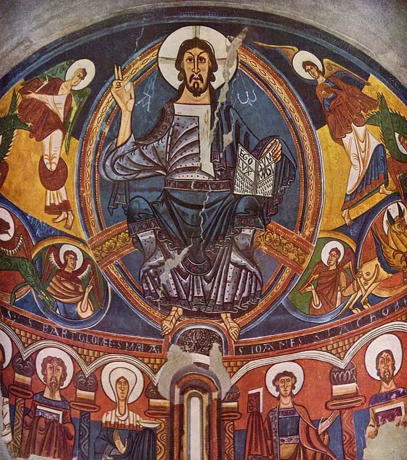 Frescos de la Iglesia de San Clemente de Tahull en el Valle de Bohi. En el ano 2.000 fue declarada Patrimonio de la Humanidad por la Unesco.
